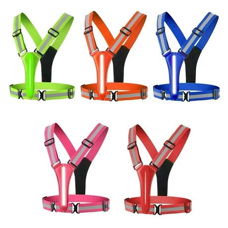 In-stock popular LED adjustable vest with pouch, reflective USB vest for night running and cycling, outdoor running sports bag