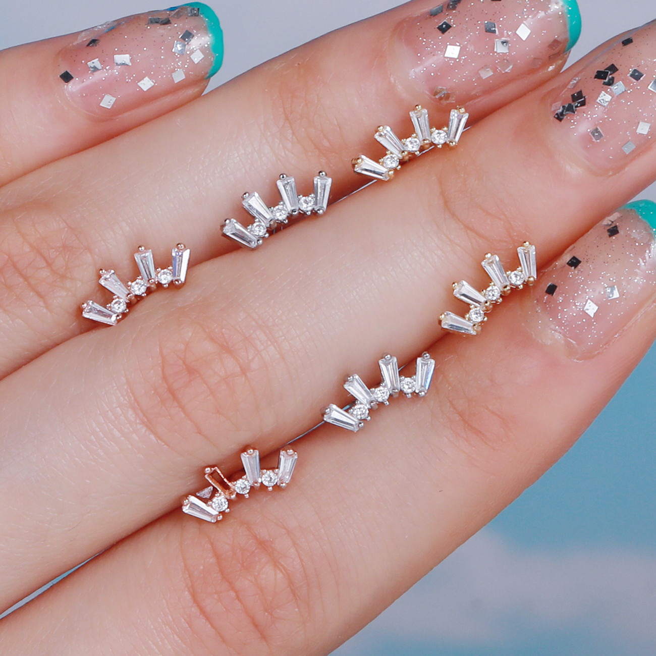 Fashion jewelry rod screw ball fashion copper ear stud