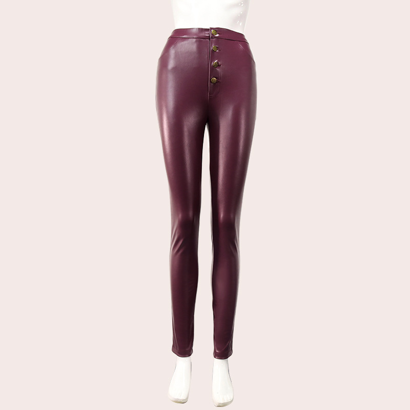 fashion high waist tight leather pants NSMI32644