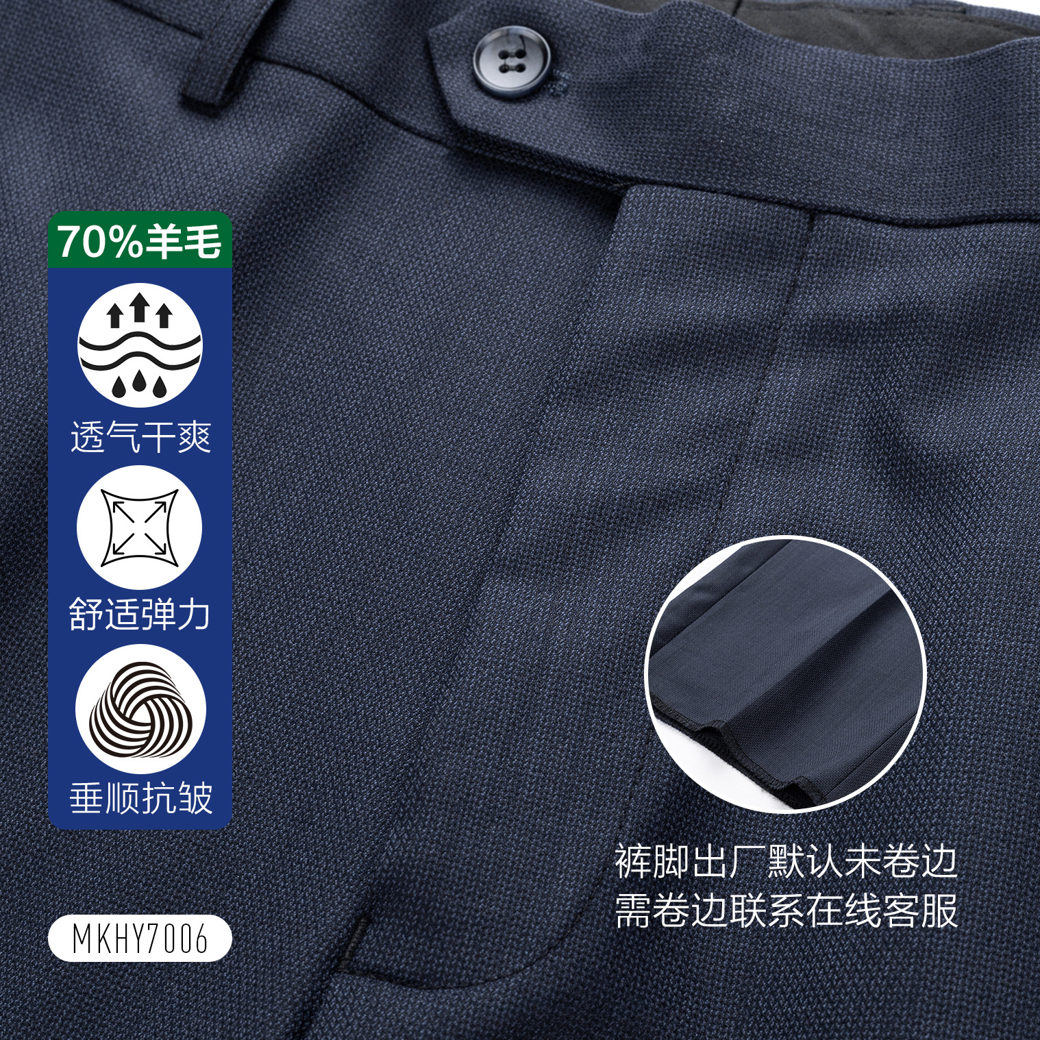 Pantalones de hombre, pantalones casuales de negocios, pantalones de primavera y otoño, pantalones de lana, pantalones de hombre, pantalones de trabajo azul ocultos, pantalones de viaje
