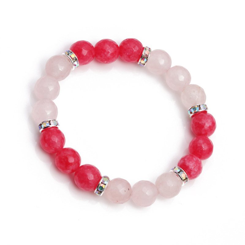 Europa y América simple transfronteriza 10mm corte Rosa cristal cuentas pulsera de piedra natural pulsera de cuentas pulsera del Día de la madre para las mujeres