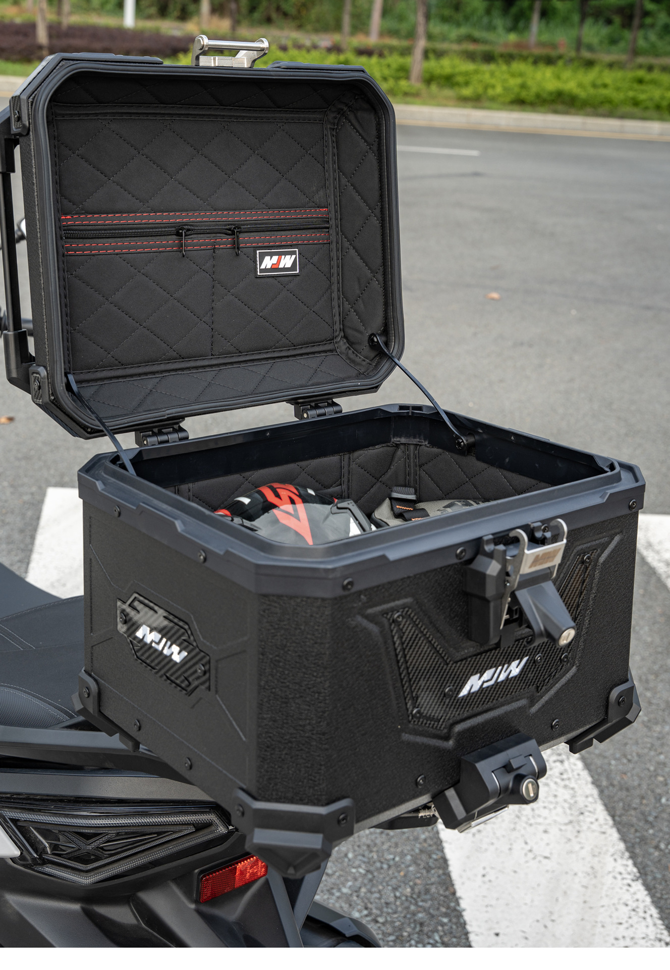 Big Demon Water Pattern Black Water Transfer Printing Hanging Panel Bm Lock 45L55L Quick Release Motorcycle Aluminum Alloy Tail Box Waterproof Box