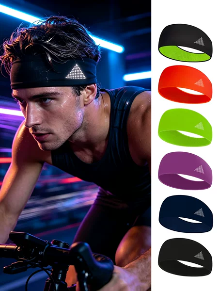 Sports Headband, Gym Headband for Men and Women, Running Reflective Sweat-Absorbent Anti-Sweat Quick-Drying Headband, Basketball Yoga