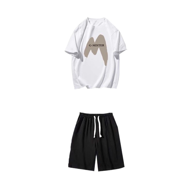 (2개) 여름 반팔 티셔츠 느슨한 유행 학생 캐주얼 소년 스포츠 반바지와 함께 멋진 착용 세트 세트