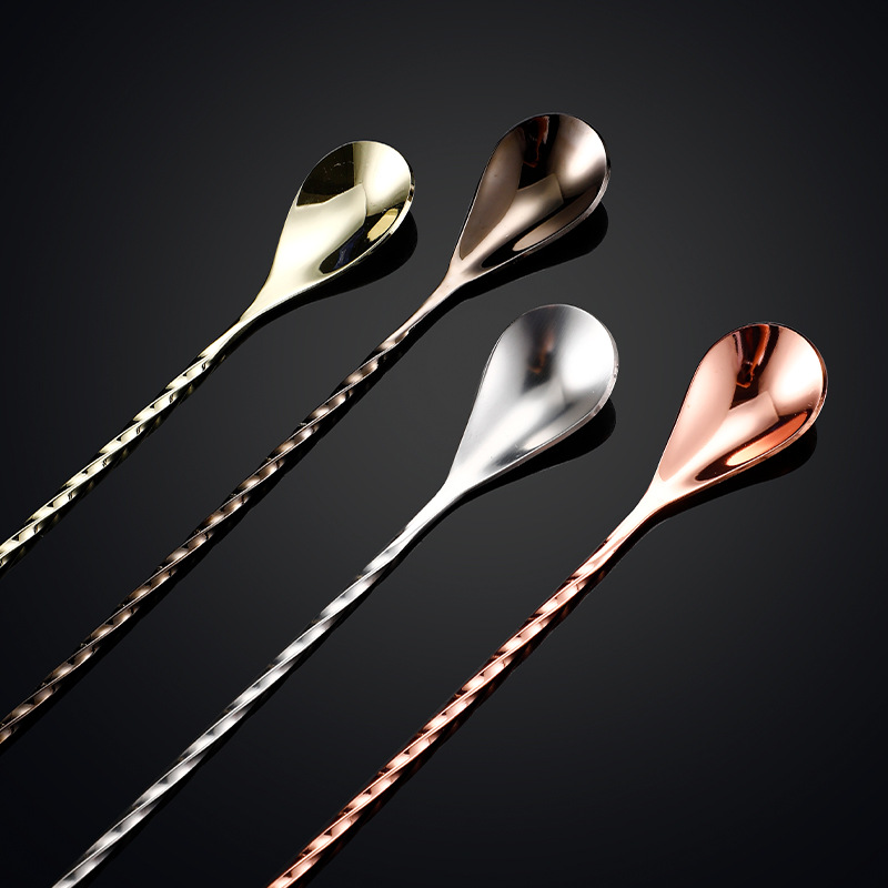 Cocktail mixing stick stainless steel drop-shaped
