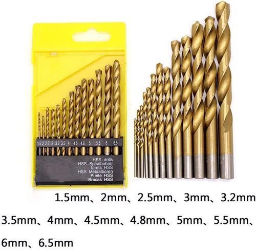 13-piece set of twist drill bits high-speed steel twist drill round handle electric drill bit 1.5-6.5mm with machine drill