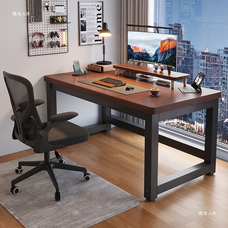 Thickened Desk Bedroom Home Computer Desk Desktop E-Sports Student Learning Writing Desk Small Furniture Dark Wood