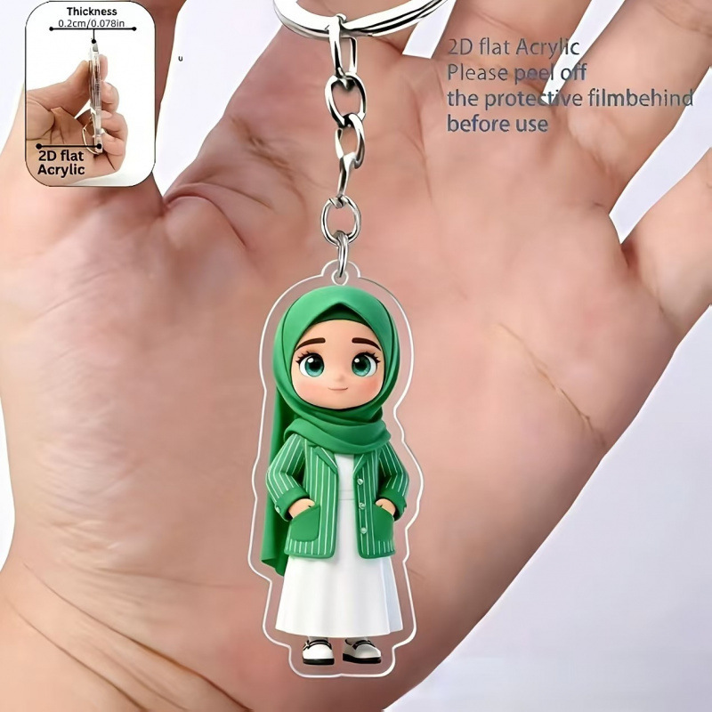 Colgante transfronterizo nuevo plano 2D niña acrílico llavero colgante mochila móvil bolsa de ejercicio colgante equipaje