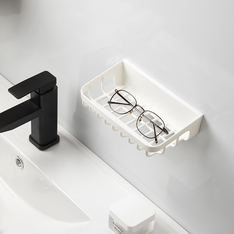 Caja de almacenamiento de toallas faciales multifuncional pequeña cesta de almacenamiento colgada en la pared sin perforación estante de almacenamiento de baño