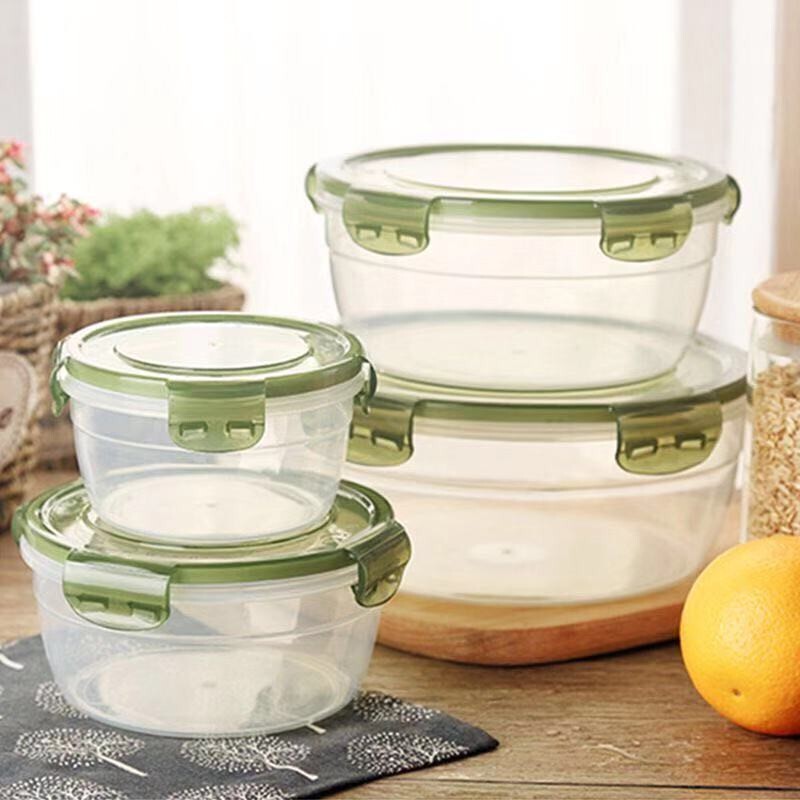 キッチンプラスチック屋台密封ボックス食品グレード電子レンジ加熱弁当箱冷蔵庫収納ラウンドクリッパーセット|undefined
