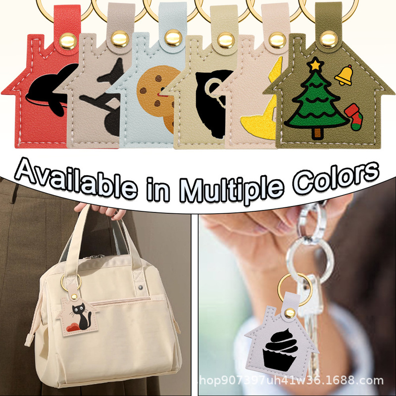 Amazon Cross-Border Pu Leather House Keychain Personalized Key Pendant Can Print Logo Advertising Gifts in Stock