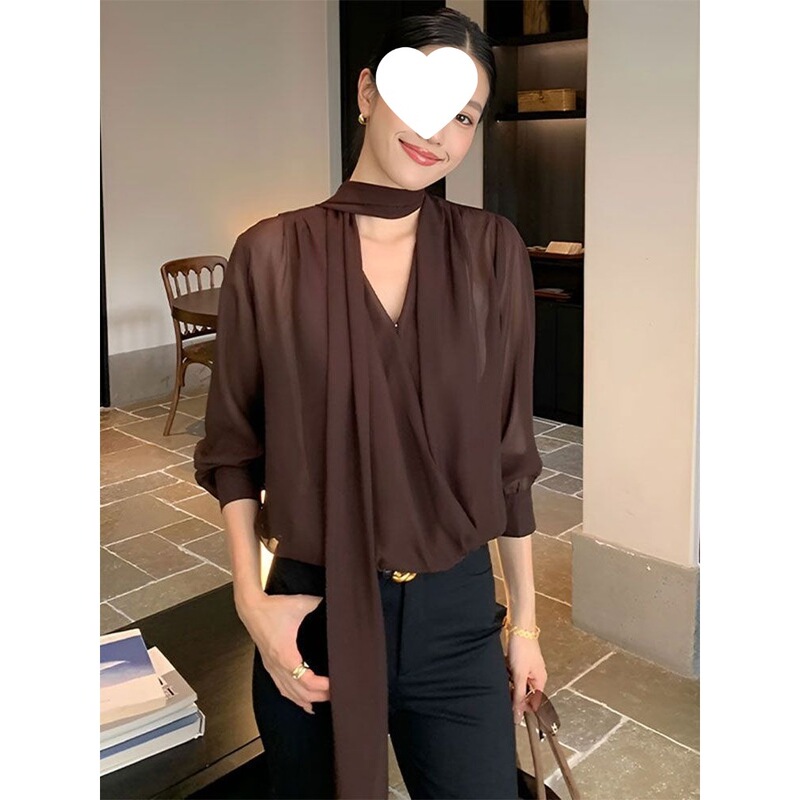 French-style long-sleeve shirt for women, 2026 new autumn model, loose-fitting design top