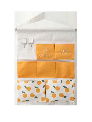 Fabric storage hanging bag bedside wall wall hanging behind the door mobile phone sundries storage pocket wall hanging strong hibiscus
