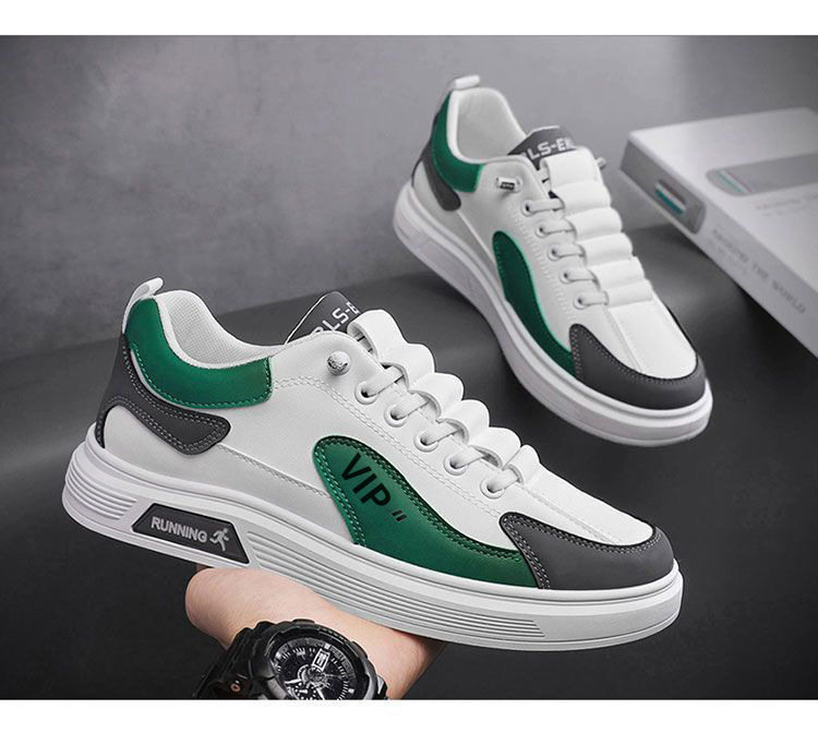 Giày sneaker nam đế mềm thoáng khí phối màu, dây thun co giãn, kiểu Hàn — Màu Kaki Z908-1, Z908-1 Trắng Xanh Lục, Z908-1 trắng xanh chi tiết 5