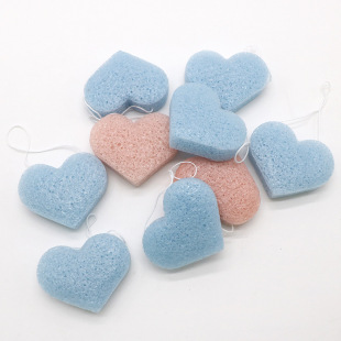Factory sales konjac heart-shaped lettering letter shape face washing puff konjac dry state facial cleansing beauty tools