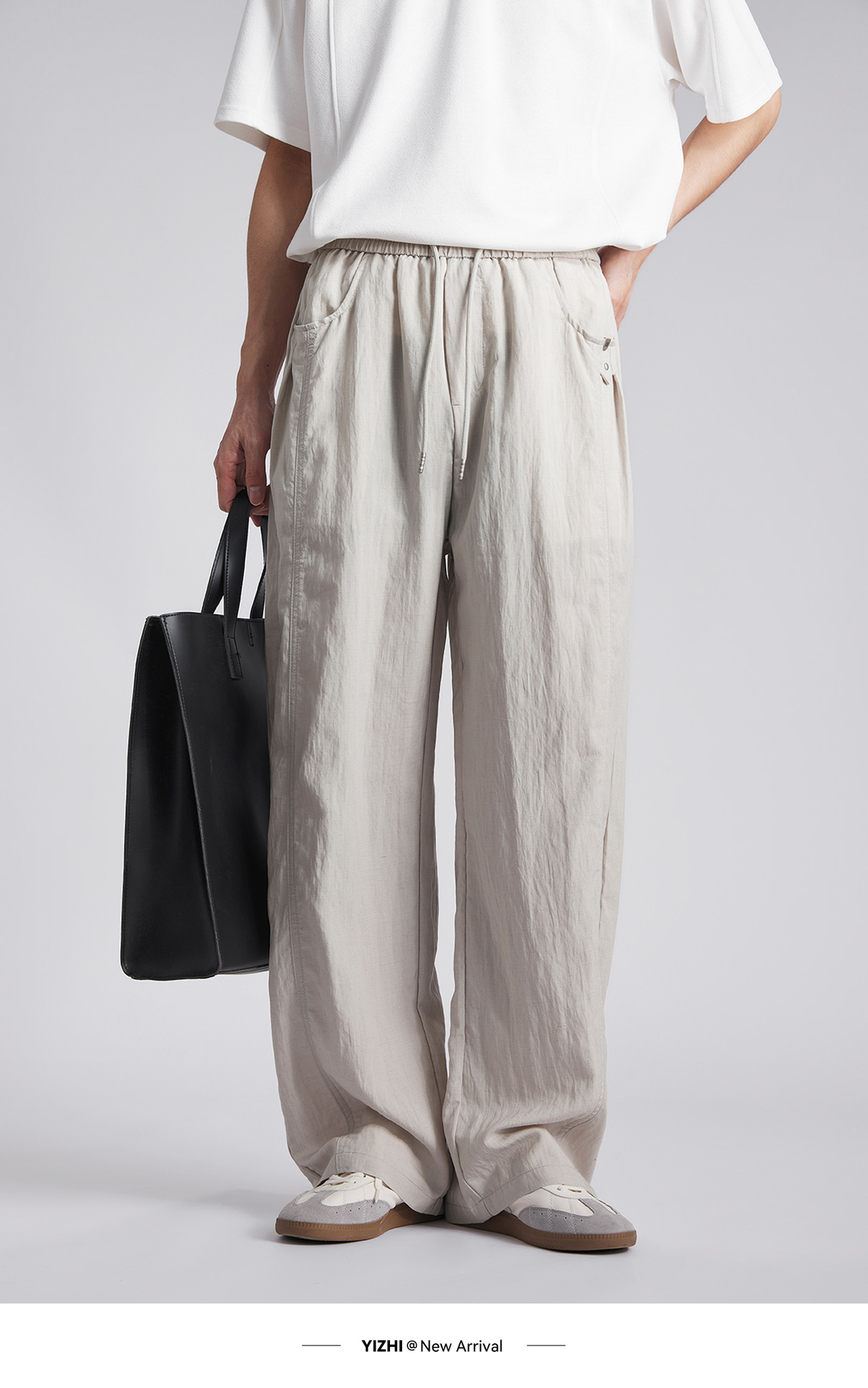 Quần dài nam ống rộng chất liệu linen phong cách thư giãn — đen chi tiết 9