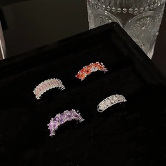 復古輕奢排鑽彩鋯開口戒指ins女小眾高級感冷淡風個性百搭指環