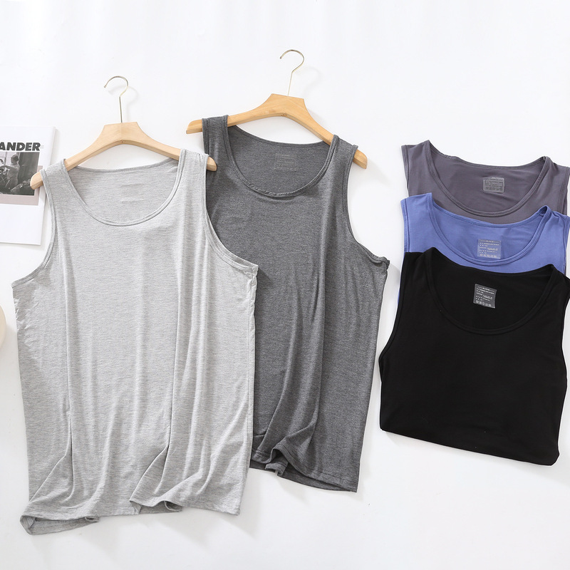 Modal men's vest summer loose plus size hurdle sports wear bottoming sleeveless fitness home white undershirt