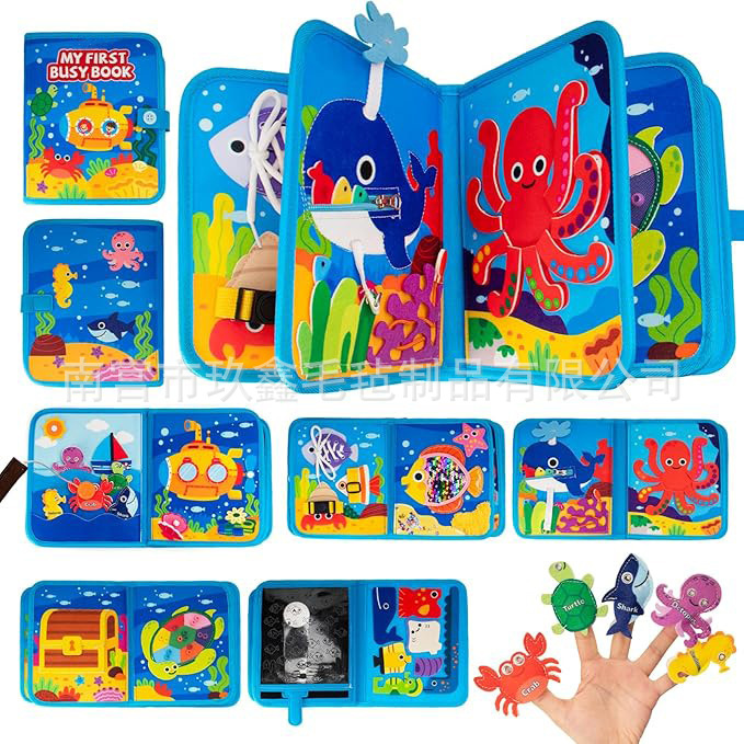 Tablero de ocupado de fieltro marino transfronterizo Tablero educativo de juguete para niños Tablero educativo de la primera infancia Tablero de aprendizaje de fieltro al por mayor