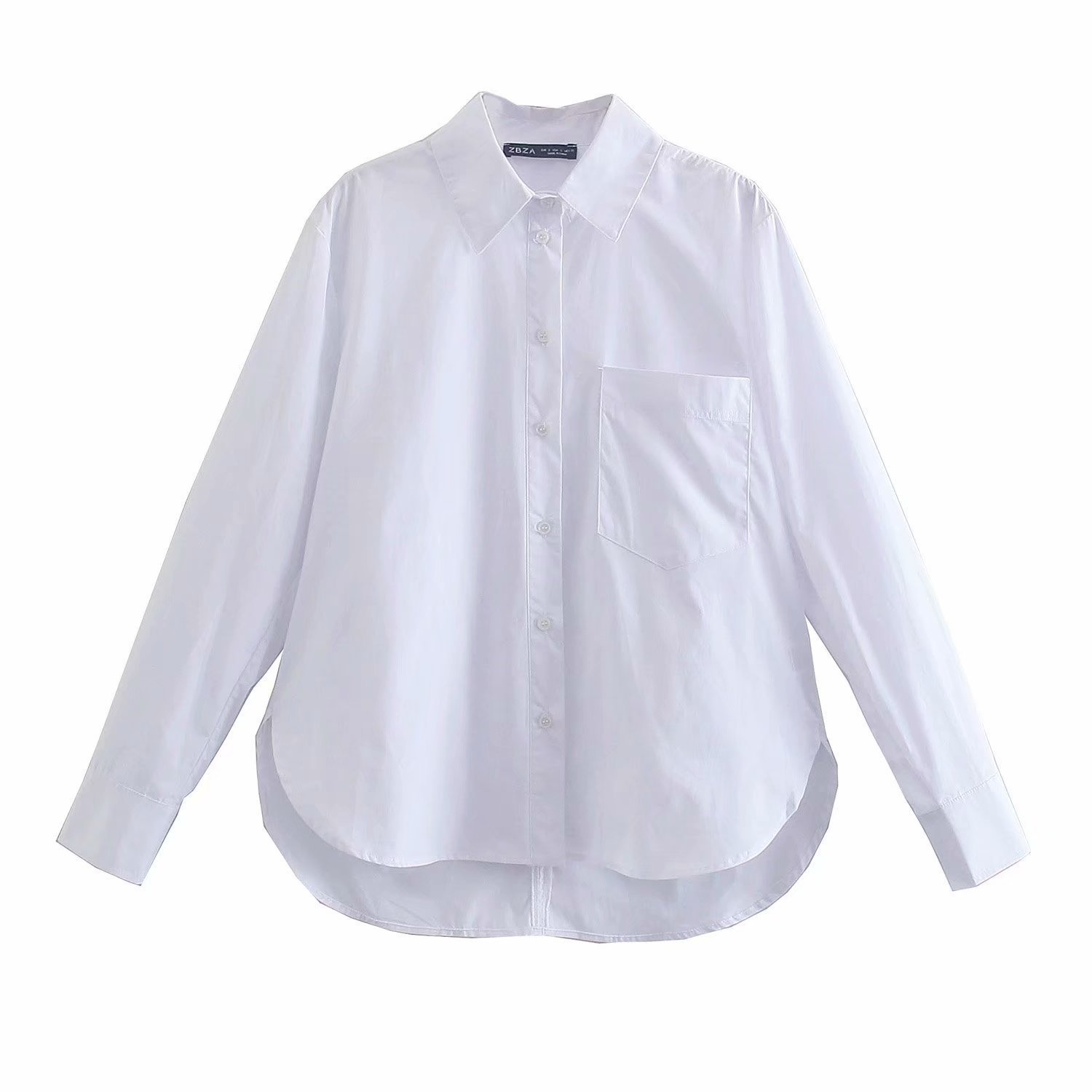 camisa blanca básica con bolsillo de solapa NSAM33214