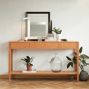 Solid Wood Cherry Wood Entrance Table Modern Black Walnut Wood Entrance Table for Living Room Nordic Small Apartment Entrance Table