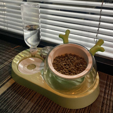 猫碗陶瓷双碗自动饮水狗食盆泰迪饭盆宠物喝水狗狗喂食器猫咪