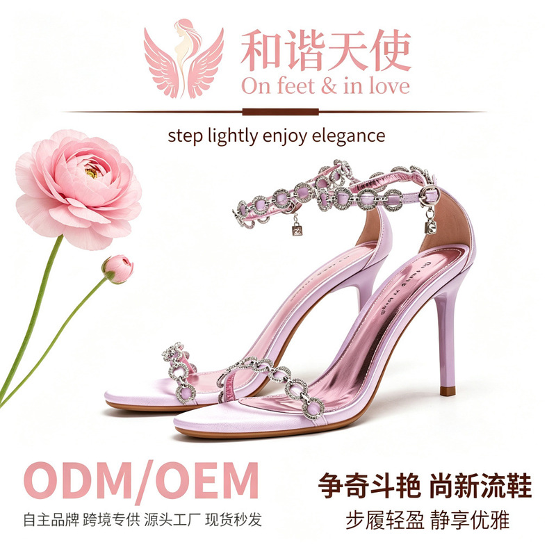Cross-border European-style new hollow-out, lace-up, shallow-toe, single-strap, stiletto-heeled sandals with crystal embellishments, sexy women's high heels Cross-border European-style new hollow-out, lace-up, shallow-toe, single-strap, stiletto-heeled sandals with crystal embellishments, sexy women's high heels