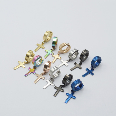 Titanium Stainless steel cross Ear Studs Backing Earrings wholesale cross Backing Earrings Ear clip Earrings GS02