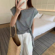 杭州漂依正品设计感坎肩袖T恤打底衫女25夏季半袖洋气网红上衣女