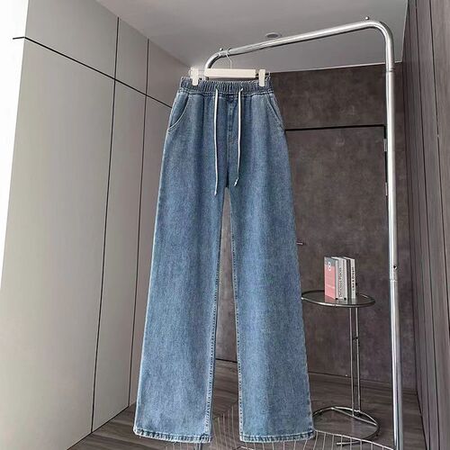 Relaxed Waist Spring and Summer Women's Plus Size High-Waisted Slim Straight Leg Pants for Chubby Sisters, Loose and Versatile Fashion Pants