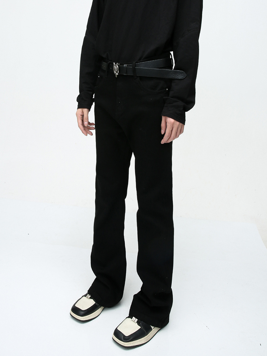 MTLCLOTHES ropa de hombre | Vaqueros bootcut elásticos ajustados negros sencillos estilo europeo y americano Four Seasons