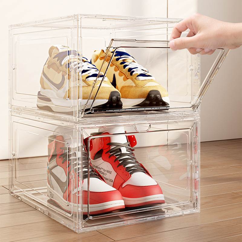 Transparent foldable shoe box shoe storage box removable flip simple…