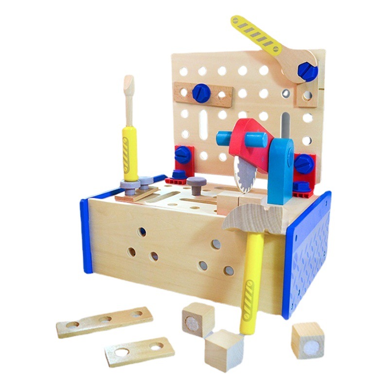 Caja de herramientas de reparación de madera para niños Juego de juguete niño reparación escritorio simulación cognitiva juego casa tornillo combinación