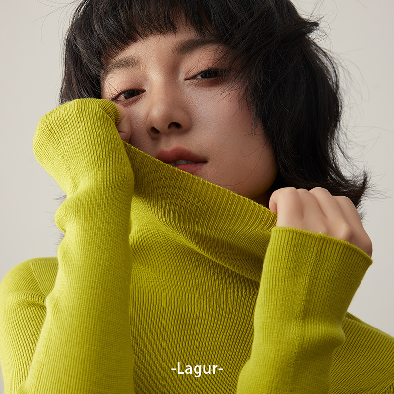 "High Order Surprise Color" Machine Washable Merino Wool Mulberry Silk Turtleneck Base Shirt Women's Winter Top