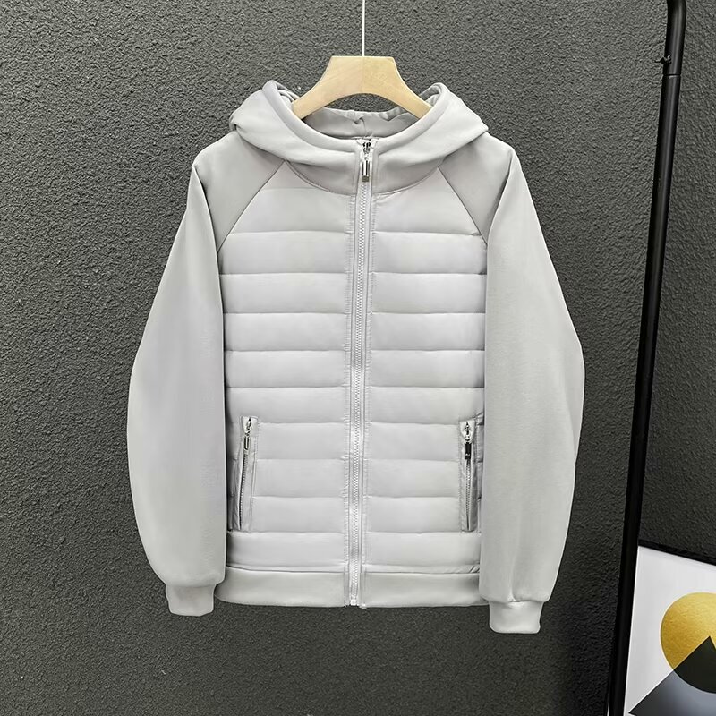 Independent Station Aliexpress Cross-Border Cotton Clothing Men's Casual Hooded Lining Fully Hemmed Lightweight Sweatshirt Jacket Casual Top
