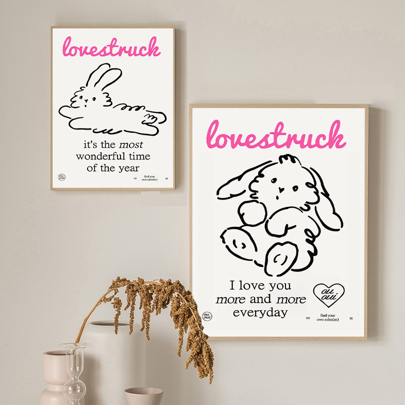 Cute Rabbit Ins Cream Style Bedroom Decorative Painting Dormitory Dining Table Desk Background Painting Floor Painting Hanging Painting