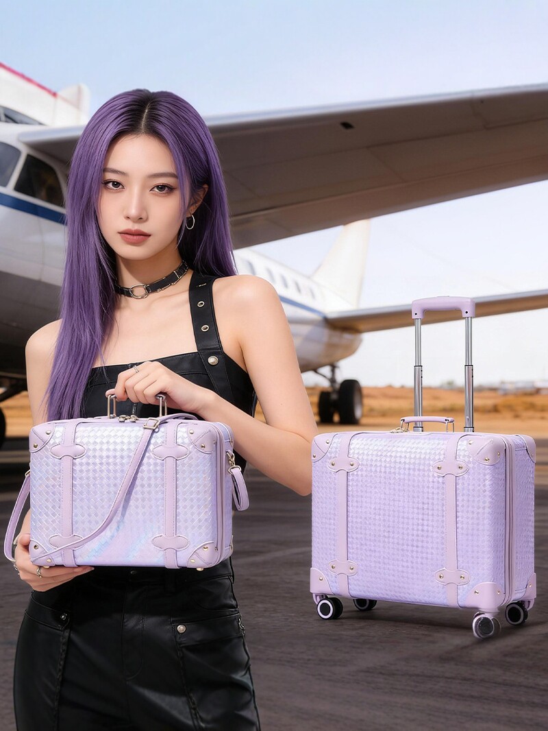 Bộ vali lồng nhau 20+24 inch màu tím nhạt, nhẹ, có khóa số — màu tím nhạt