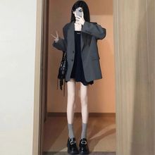 芍漾灰色小西装外套女2025秋冬新款韩系炸街小个子高级感休闲西服