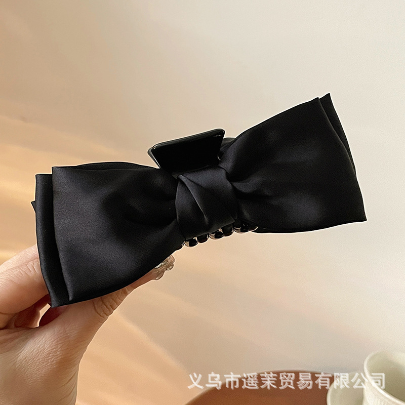 轻奢气质黑色蝴蝶结泡泡抓夹女2025高级感后脑勺发夹鲨鱼夹子头饰|undefined