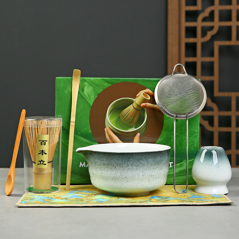 抹茶茶碗日本式抹茶宋代点茶道具陶磁器茶碗カップミキサー抹茶ブラシ茶コップセット|undefined