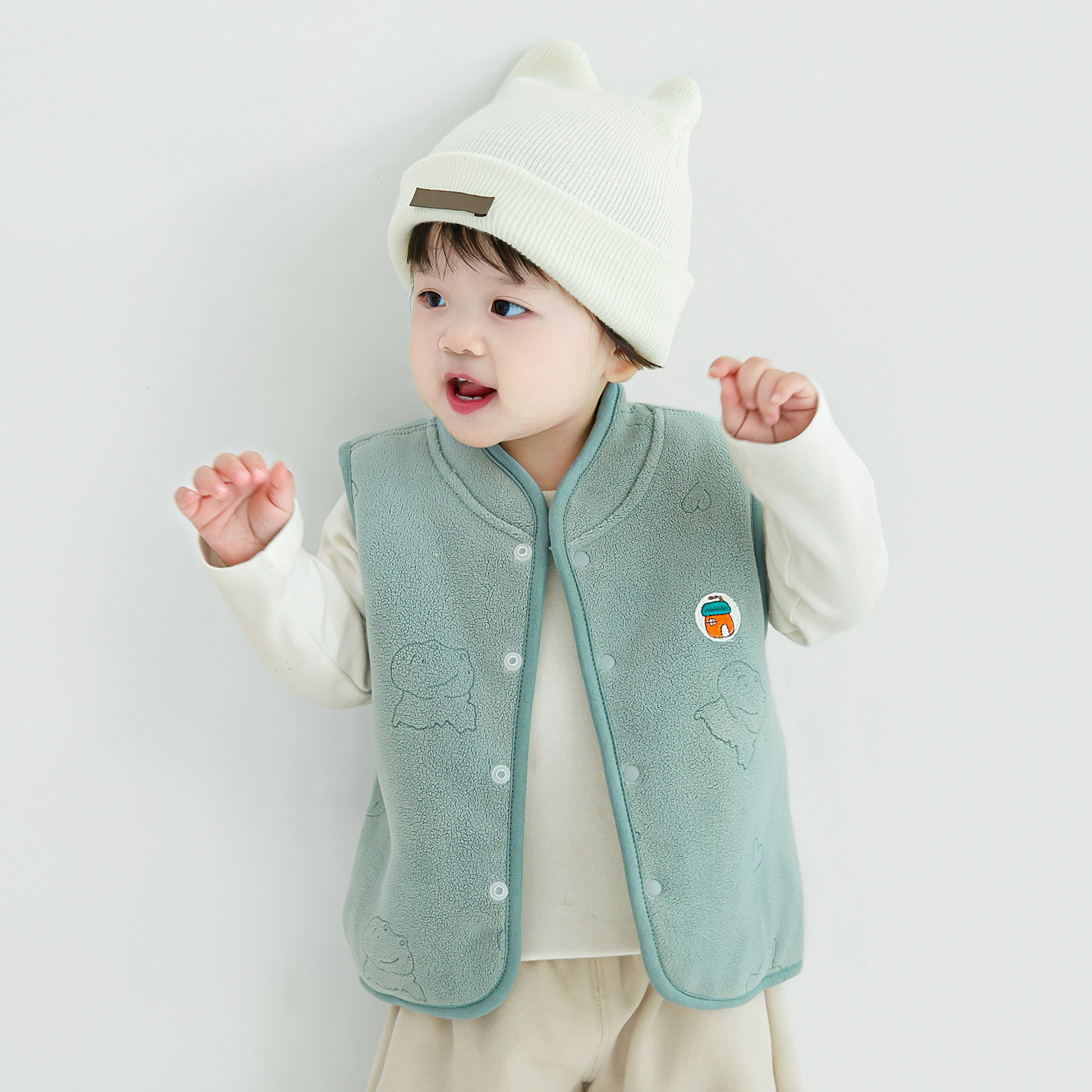 Chaleco de bebé otoño y invierno para niños con terciopelo caliente para hombros para niños y niñas de 1 año y 2 años para niños pequeños chaleco de bebé