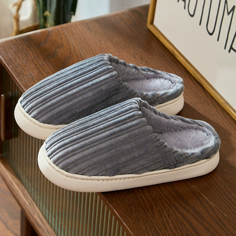2025 new style shit-sliding cotton slippers for women men's home non-slip warm winter indoor plush household cotton drag