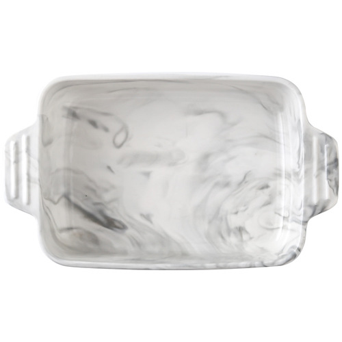 Nordic marble pattern double-handled ceramic baking pan oven dish large capacity microwave oven baking tool