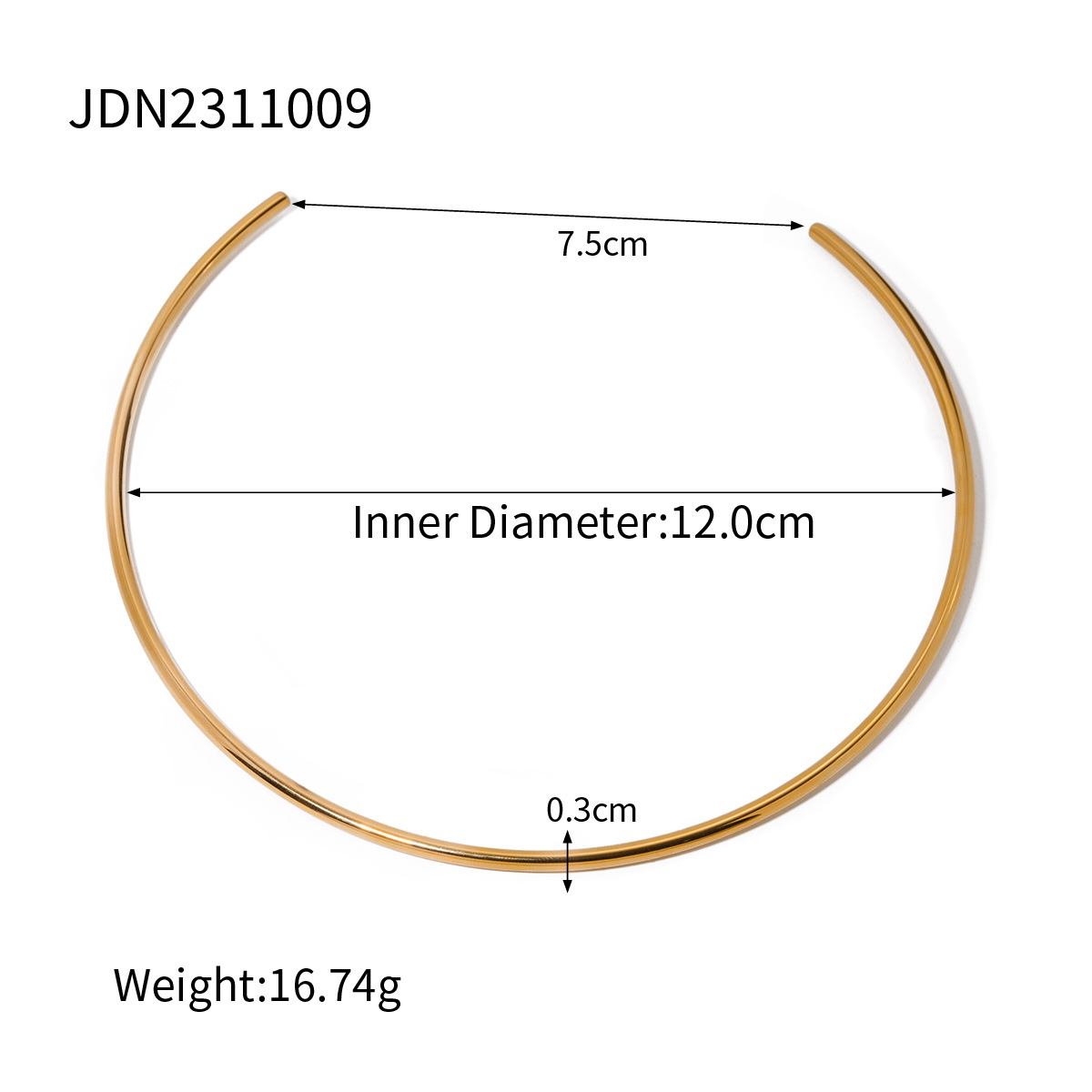 Europeo y americano INS estilo popular personalizado simple 18K oro Acero inoxidable 3mm diámetro de alambre Apertura de alto grado collar joyería para las mujeres