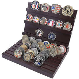 木质纪念币硬币收纳架 多层勋章展示架  实木奖章陈列收藏架
