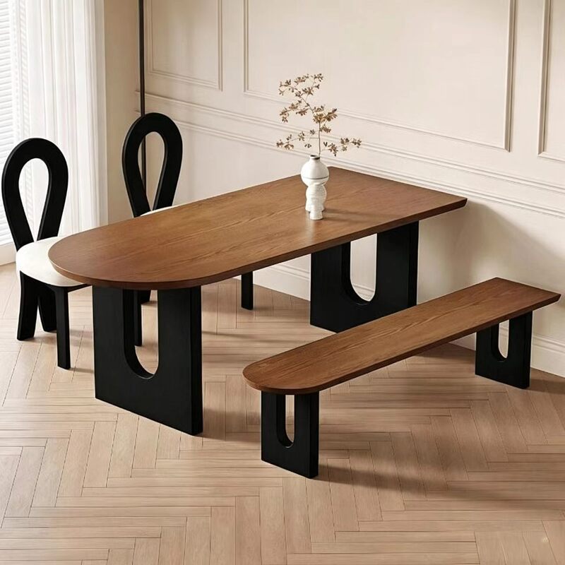 Island table dining table and chairs, trendy reception and meeting long table, French mid-century style, for small homes, wall-mounted semi-circular dining table Island table dining table and chairs, trendy reception and meeting long table, French mid-century style, for small homes, wall-mounted semi-circular dining table