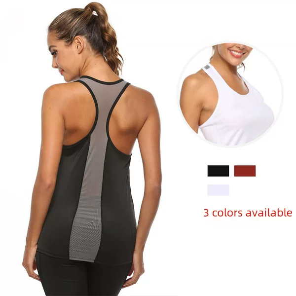 New hot fitness clothes casual yoga sports mesh four-needle six-line stitching women's sleeveless quick-drying vest