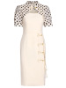 Qipao skirt polka dot patchwork button up stand up collar and buttocks wrapped skirt dress