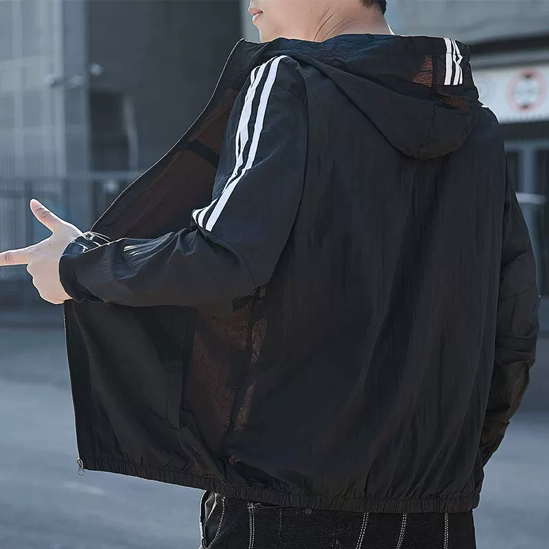 Breathable sun protection clothing, summer silk ultra thin jacket with hood