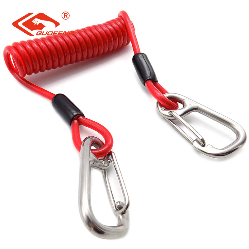 Fábrica de fuente de Guangdong 304 gancho de acero inoxidable equipo de pesca anti-perdida de resorte de acero cuerda de alambre de acero cámara cuerda de color